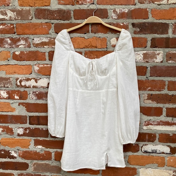 Princess Polly Milly Mini Dress White Long Sleeve Puff Size 2 Cottagecore‎ - Picture 2 of 5